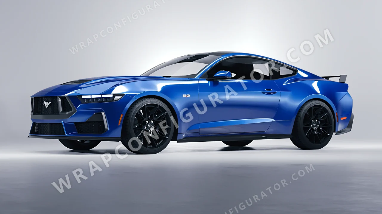 Blue Ford Mustang GT 2024 wrapped in ORACAL Police Blue 970RA-572G