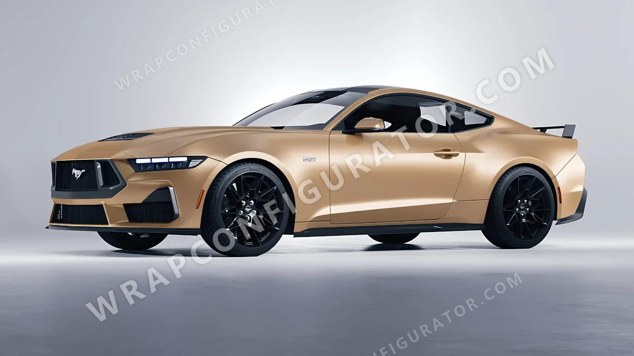 Brown Ford Mustang GT 2024 wrapped in 3M Sandstone S49