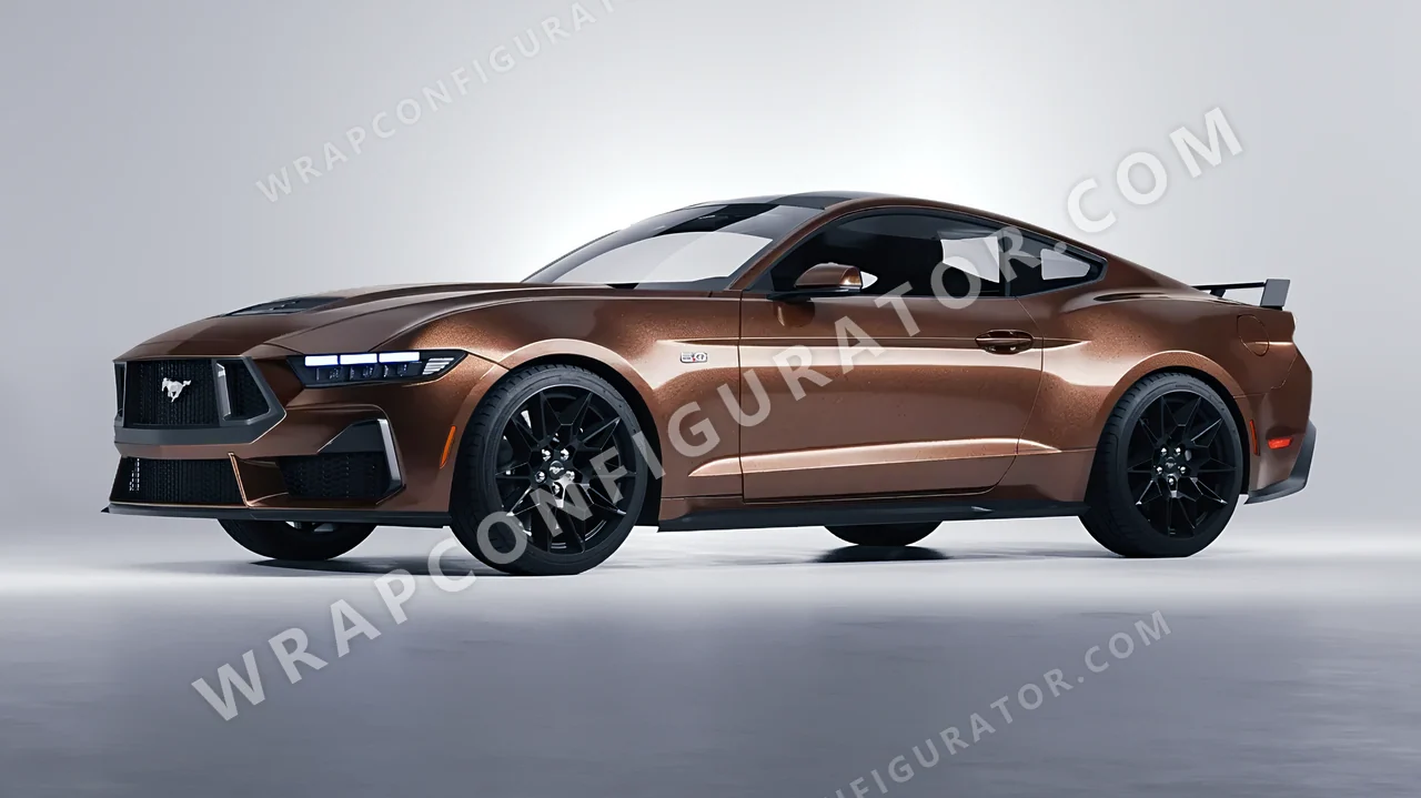 Brown Ford Mustang GT 2024 wrapped in Avery Dennison Brown SW900-929-M