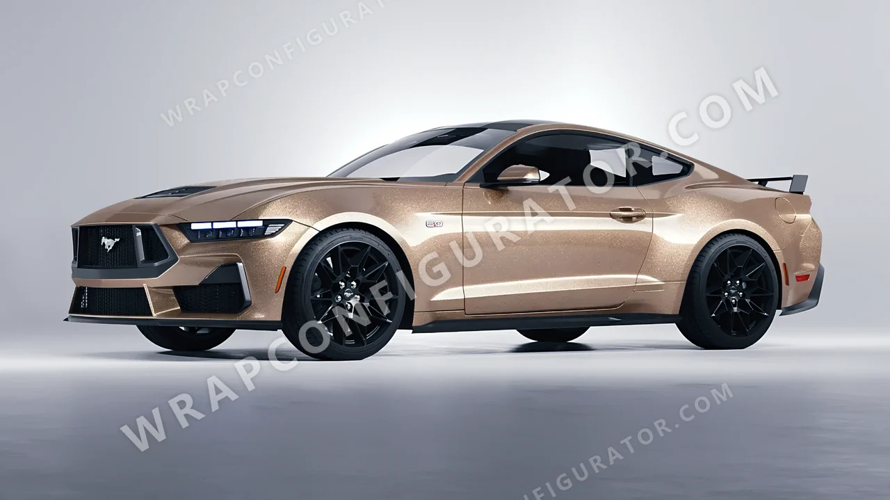 Brown Ford Mustang GT 2024 wrapped in Avery Dennison Sand Sparkle SW900-255-M