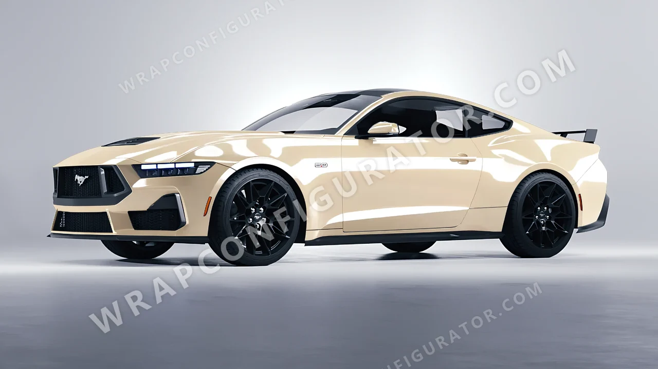 Brown Ford Mustang GT 2024 wrapped in Colourshield PPF by HyperPro Khaki HGF45-P
