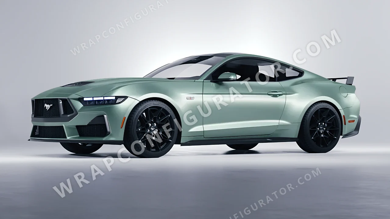 Green Ford Mustang GT 2024 wrapped in Avery Dennison Jade SW900-702-O