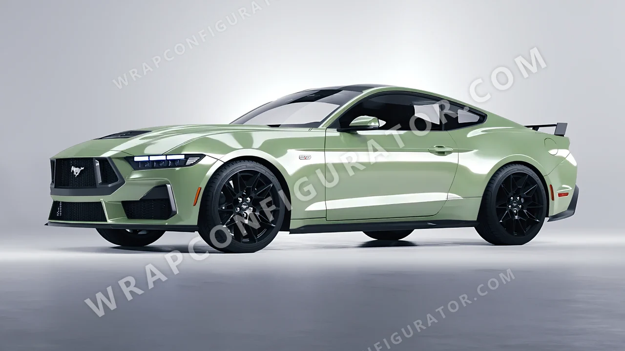 Green Ford Mustang GT 2024 wrapped in Avery Dennison Light Pistachio SW900-728-O