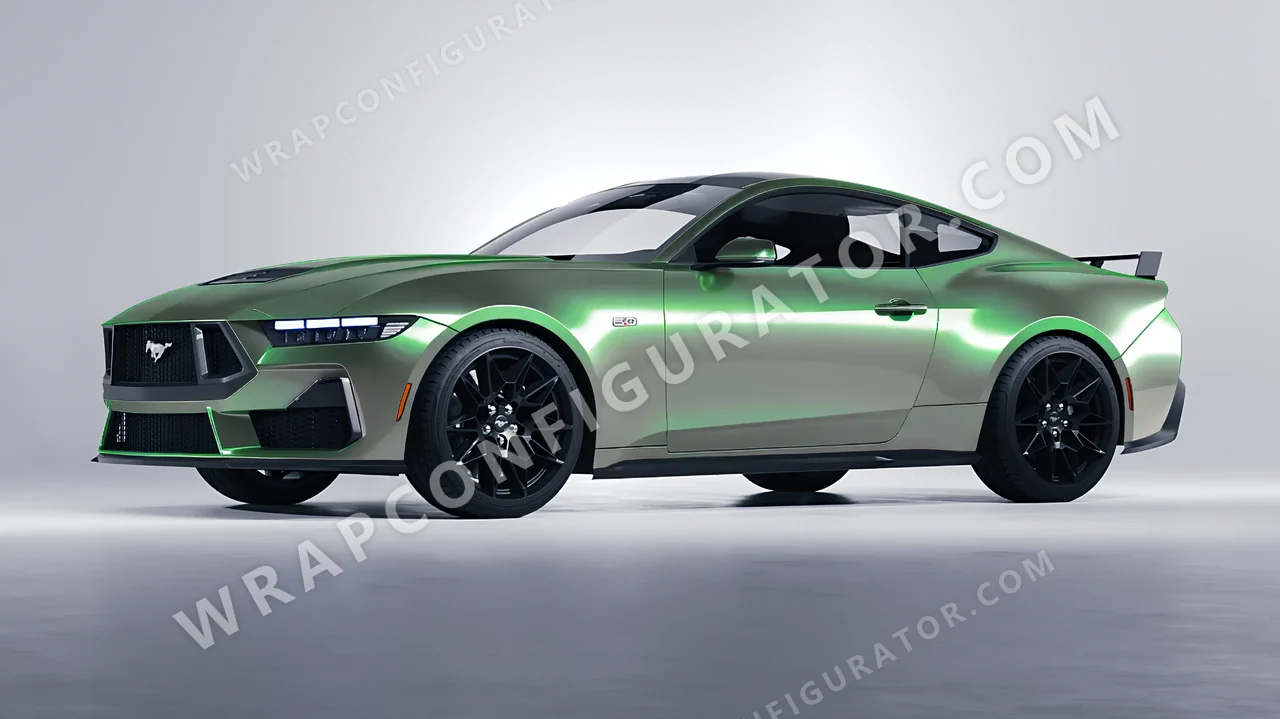 Green Ford Mustang GT 2024 wrapped in Colourshield PPF by HyperPro Gray Green CGM10-P