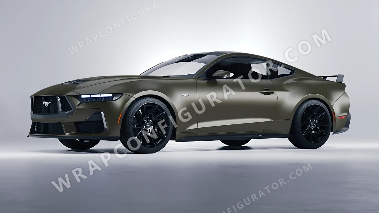 Green Ford Mustang GT 2024 wrapped in Colourshield PPF by HyperPro Gray Green SMF46-P