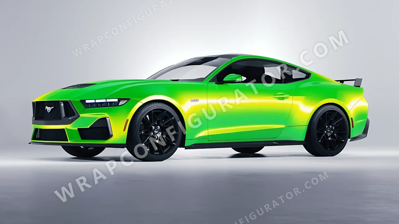 Green Ford Mustang GT 2024 wrapped in Colourshield PPF by HyperPro Green GSF02-P