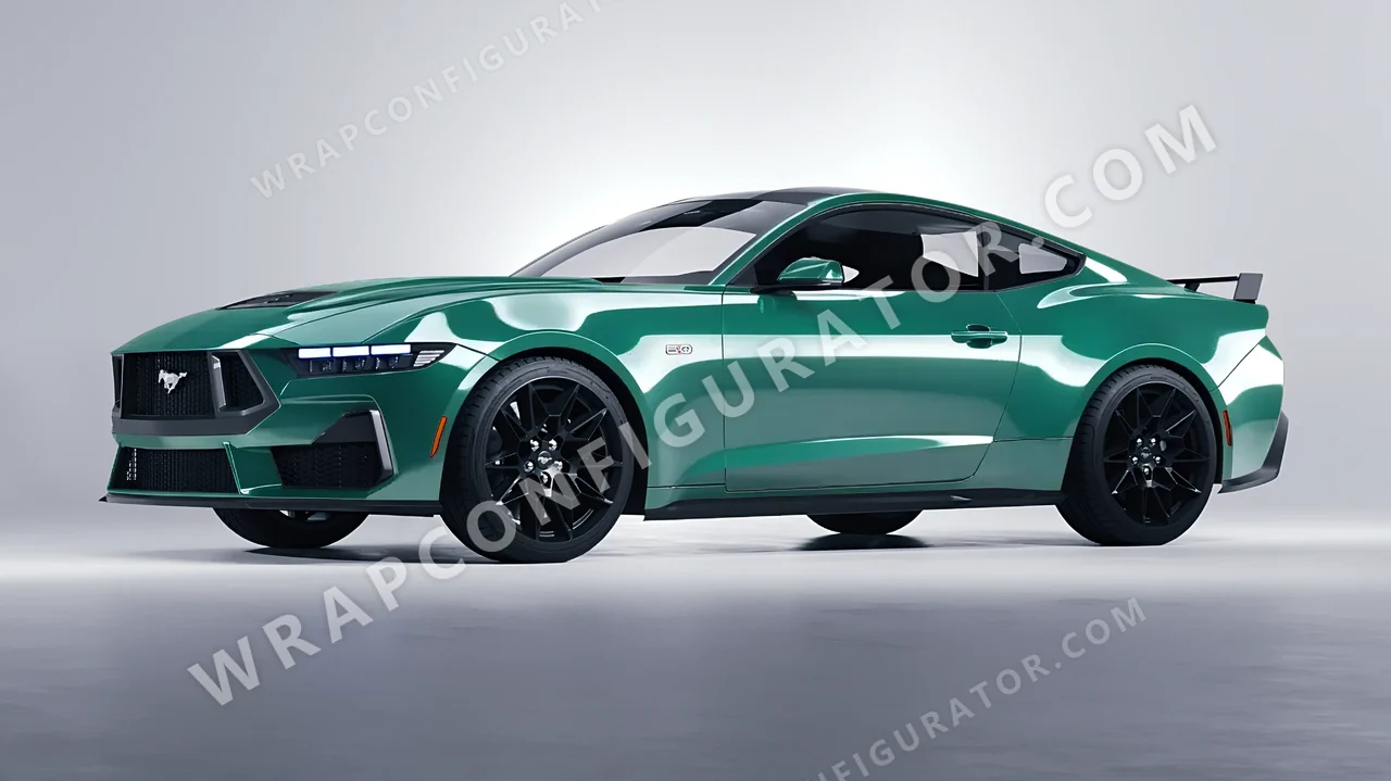 Green Ford Mustang GT 2024 wrapped in Colourshield PPF by HyperPro Jade Green HGF93-P