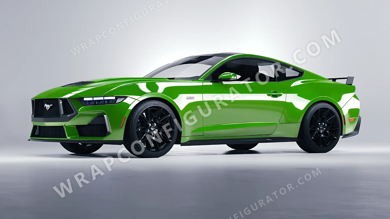 Green Ford Mustang GT 2024 wrapped in Colourshield PPF by HyperPro Kelly Green HGF30-P