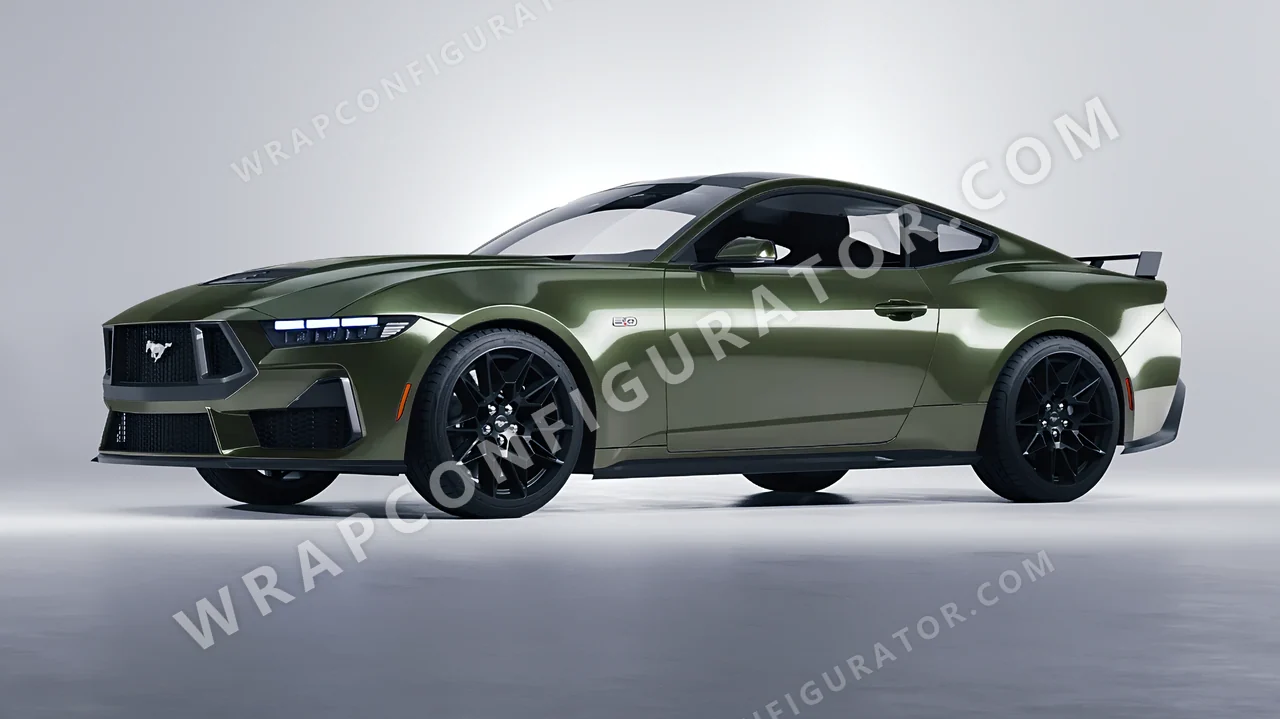 Green Ford Mustang GT 2024 wrapped in Colourshield PPF by HyperPro Laurel Green HGM53-P