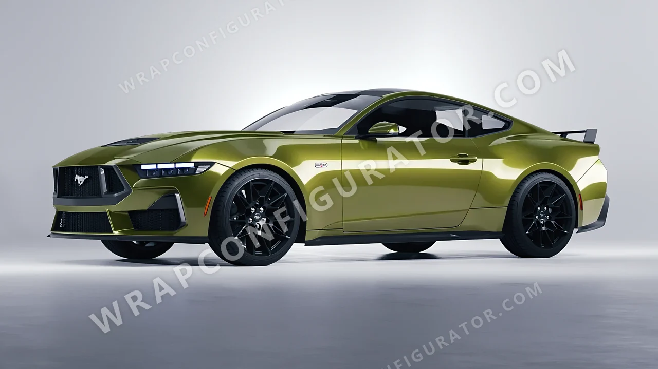 Green Ford Mustang GT 2024 wrapped in Colourshield PPF by HyperPro Olive Green HGM25-P