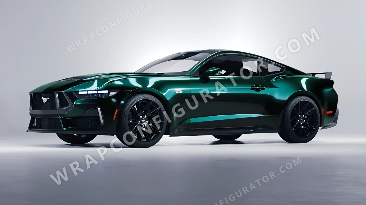 Green Ford Mustang GT 2024 wrapped in Colourshield PPF by HyperPro Retro Deep Green HGF31-P