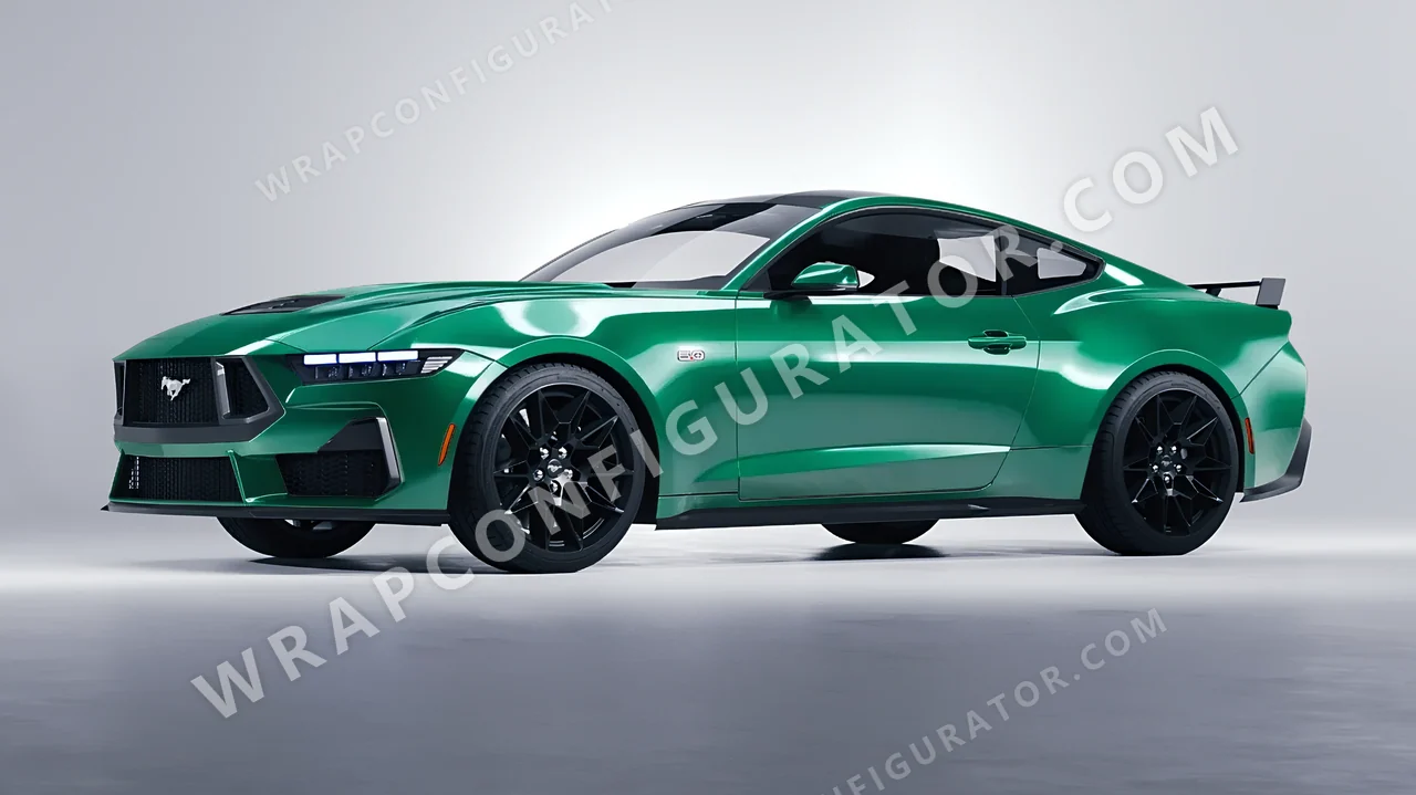 Green Ford Mustang GT 2024 wrapped in Colourshield PPF by HyperPro Sea Green HGF79-P
