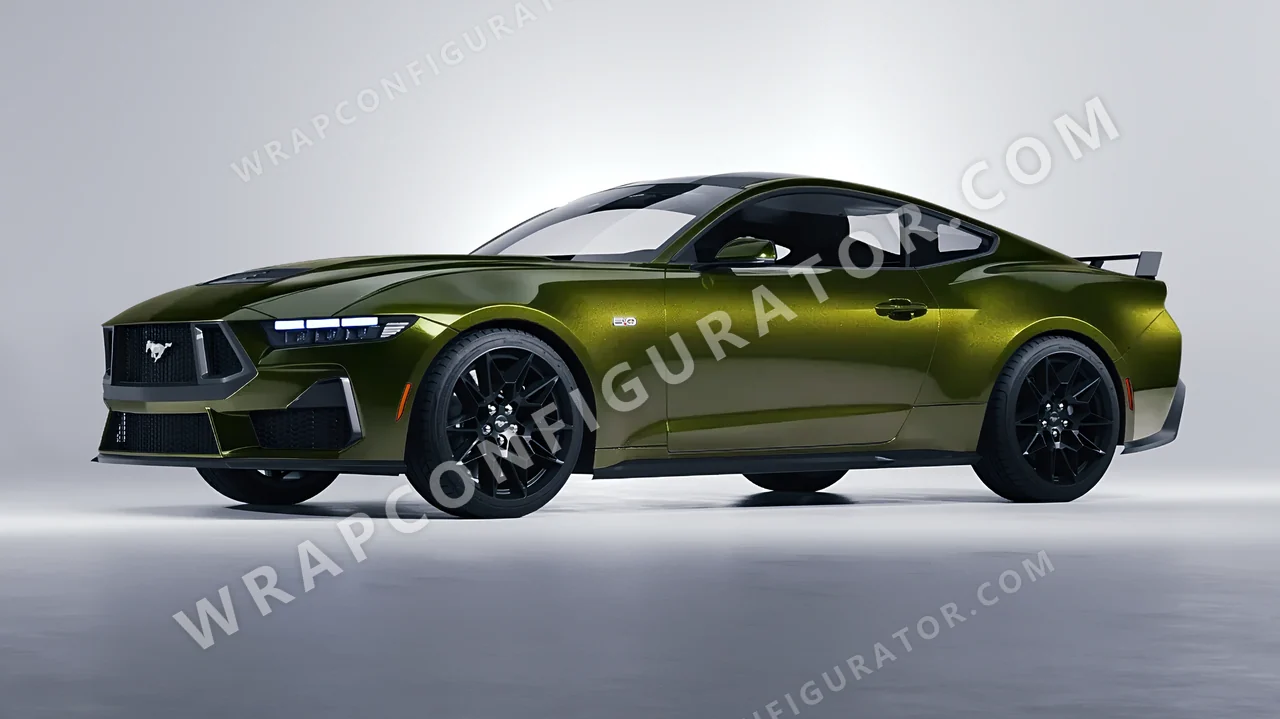 Green Ford Mustang GT 2024 wrapped in Colourshield PPF by HyperPro Seaweed Green HGM47-P