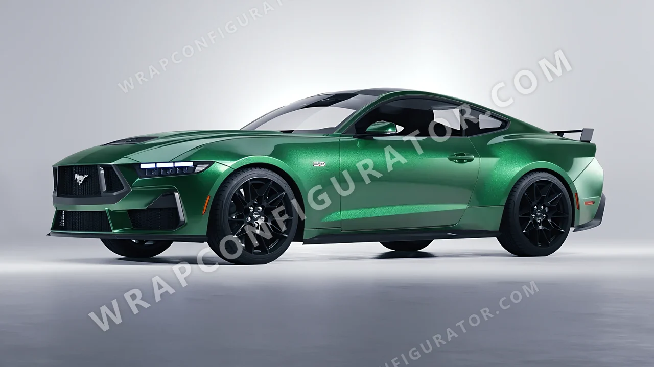 Green Ford Mustang GT 2024 wrapped in KPMF Envious Green K75407