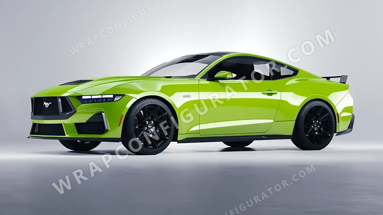 Green Ford Mustang GT 2024 wrapped in KPMF Surge Green K75438