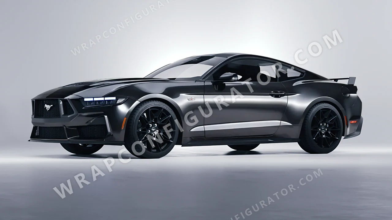 Grey Ford Mustang GT 2024 wrapped in 3M Gloss Anthracite G201