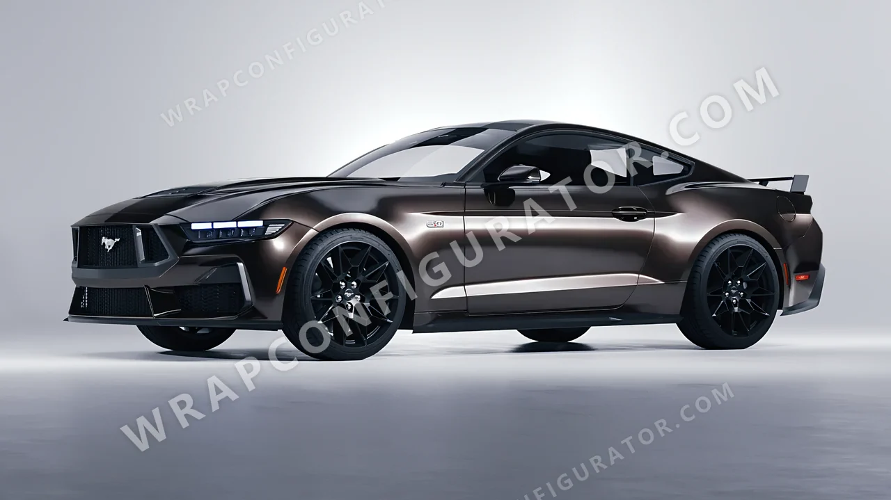 Grey Ford Mustang GT 2024 wrapped in 3M Gloss Charcoal Metallic G211