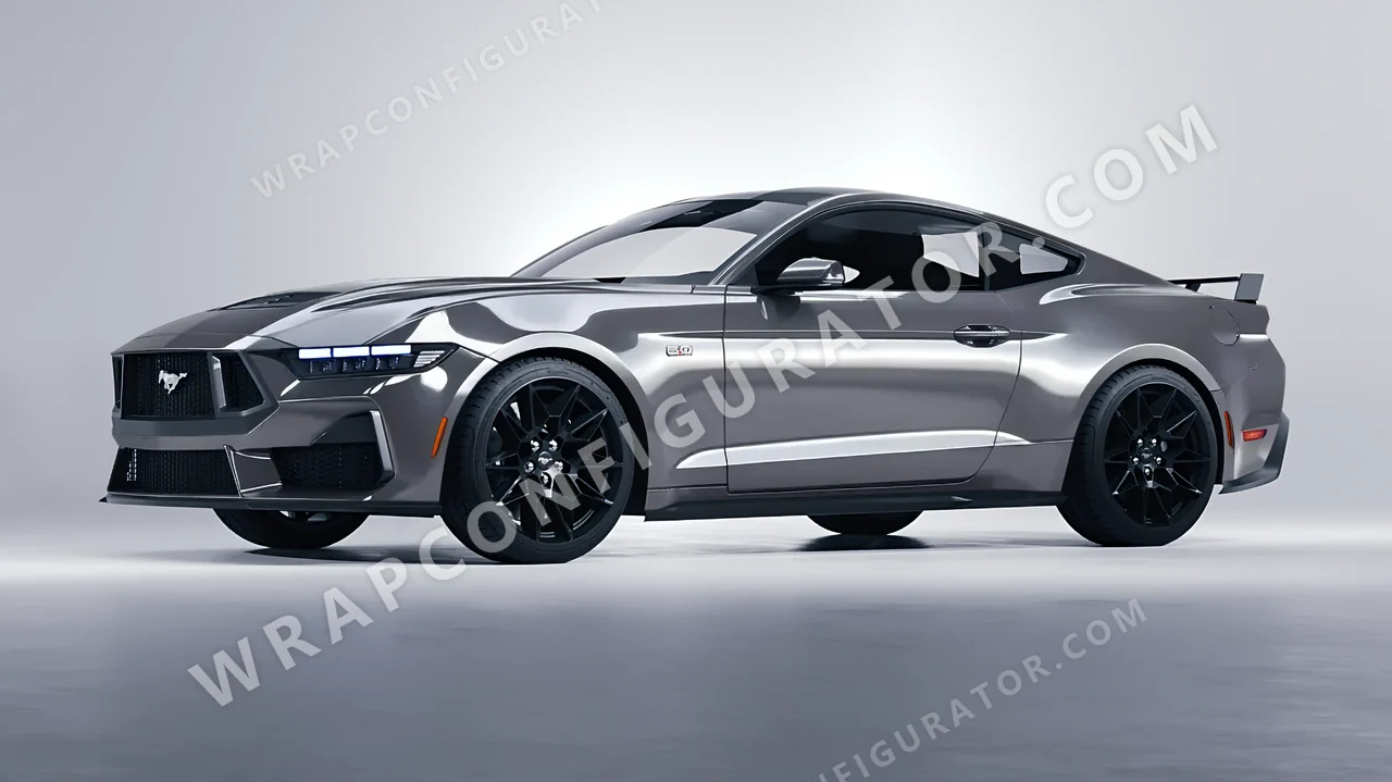 Grey Ford Mustang GT 2024 wrapped in 3M Gloss Storm Gray G31