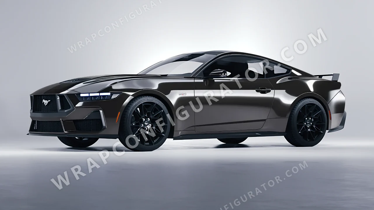 Grey Ford Mustang GT 2024 wrapped in 3M Meteor Gray HG81