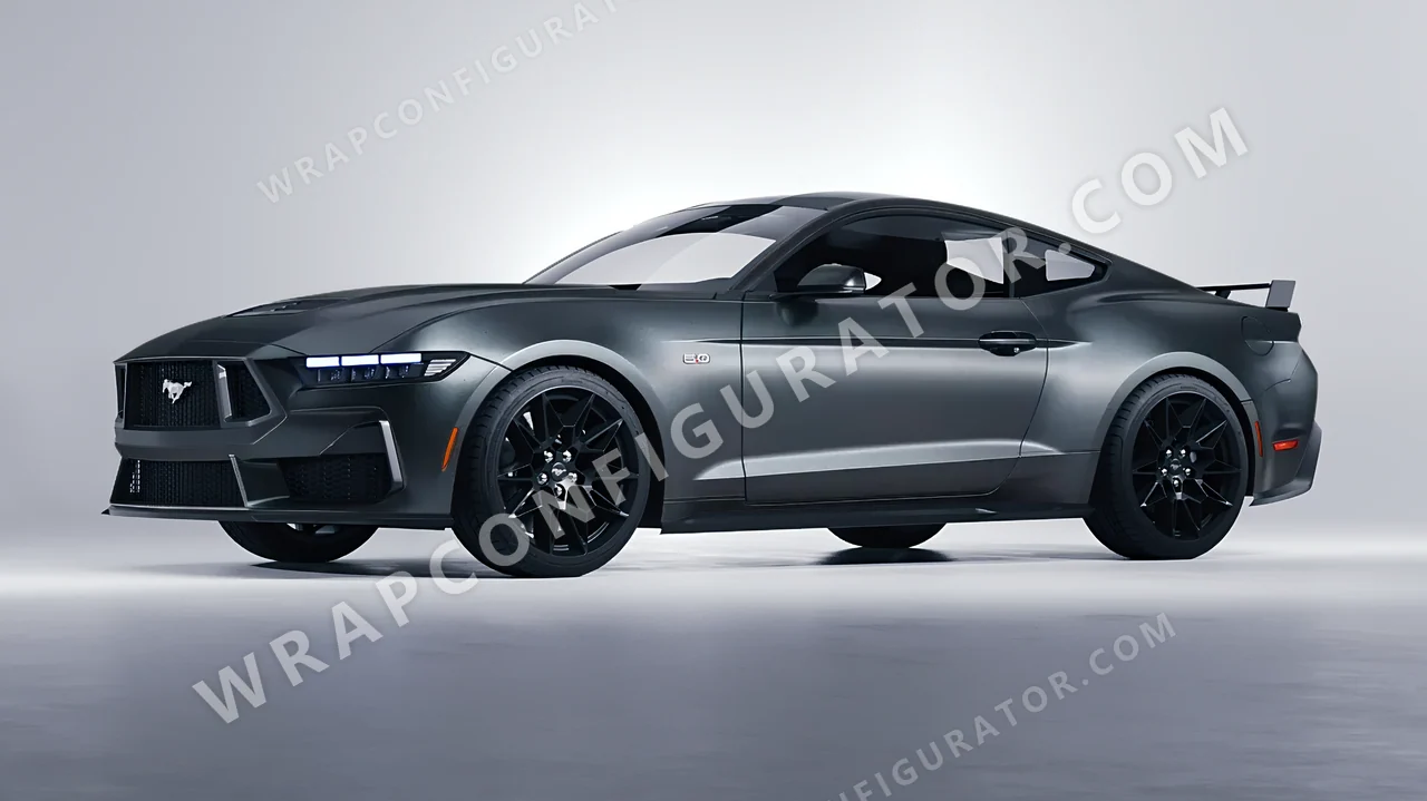Grey Ford Mustang GT 2024 wrapped in Avery Dennison Anthracite SW900-858-M