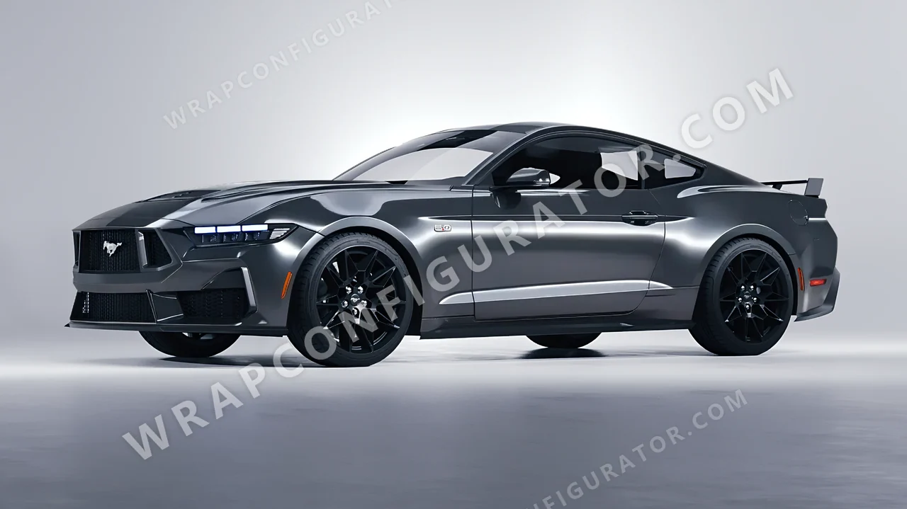 Grey Ford Mustang GT 2024 wrapped in Avery Dennison Dark Grey SW900-865-O