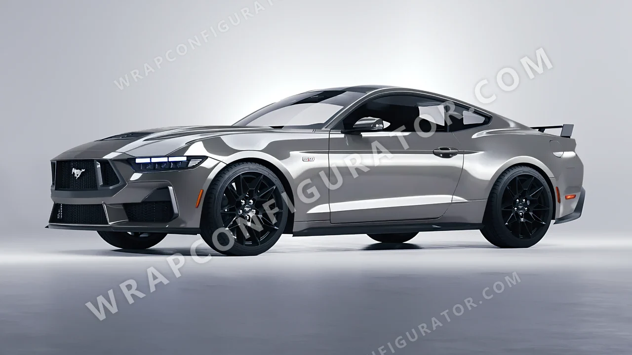 Grey Ford Mustang GT 2024 wrapped in Avery Dennison Misty Grey SW900-827-O