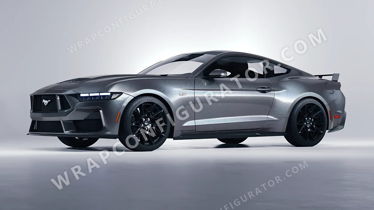 Grey Ford Mustang GT 2024 wrapped in Avery Dennison Pride Prismatic Grey SW900-879-M