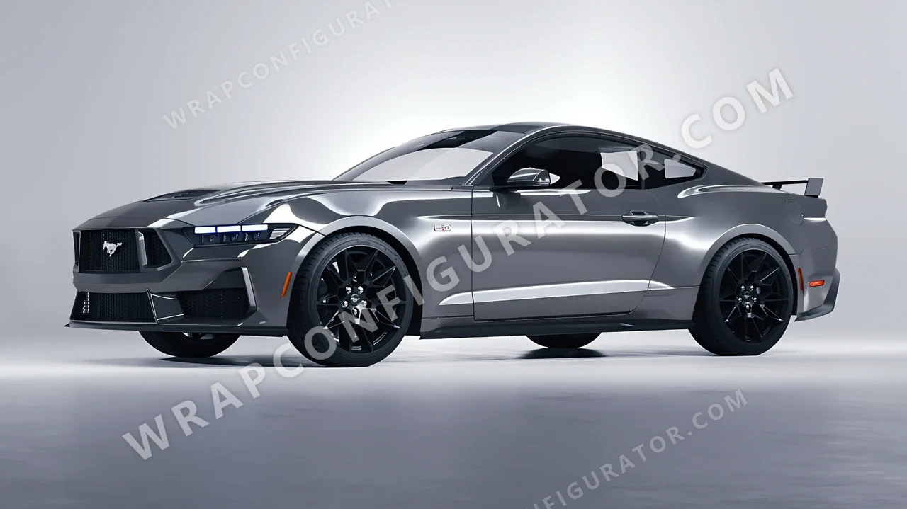Grey Ford Mustang GT 2024 wrapped in Avery Dennison Rock Grey SW900-821-O