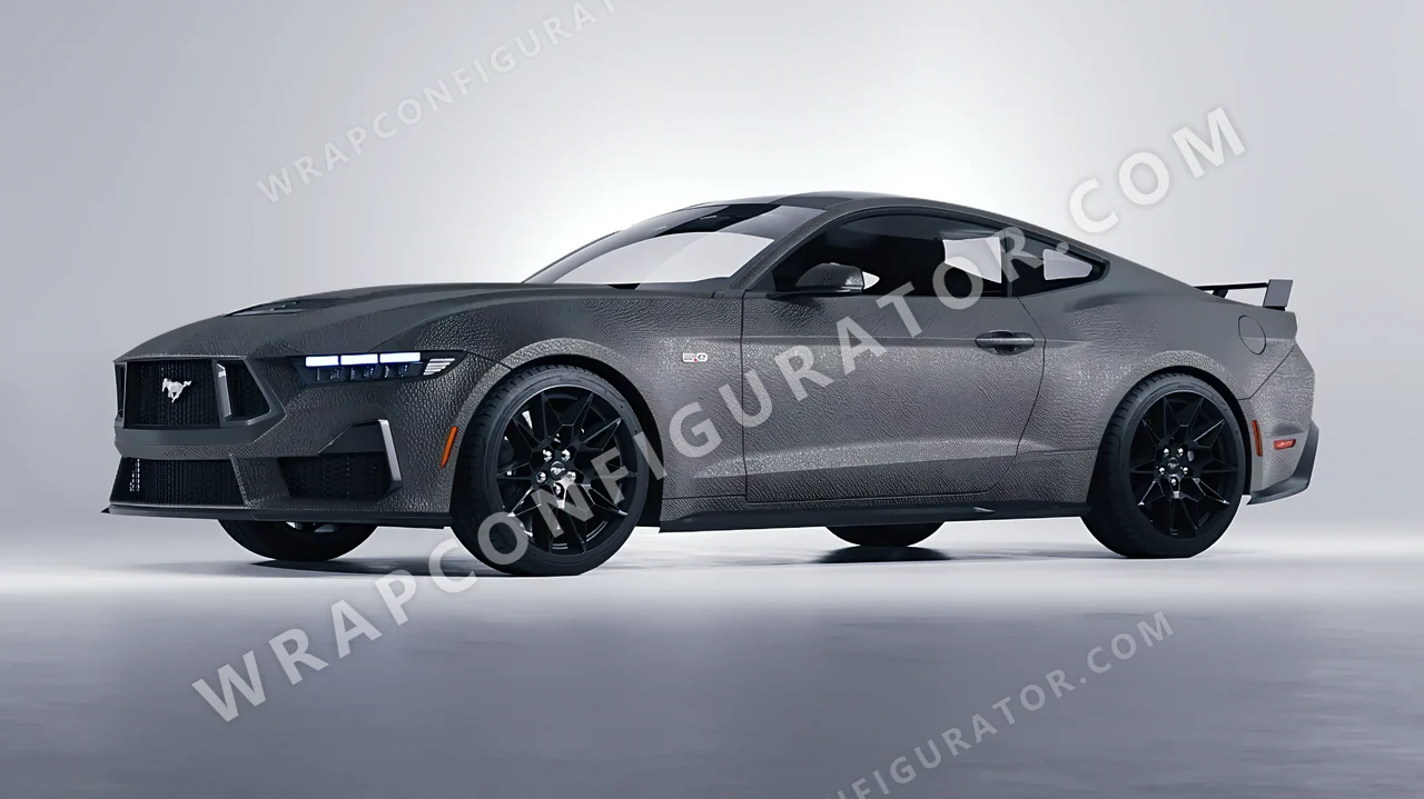 Grey Ford Mustang GT 2024 wrapped in Avery Dennison Rugged Bedrock Grey SW900-824-X