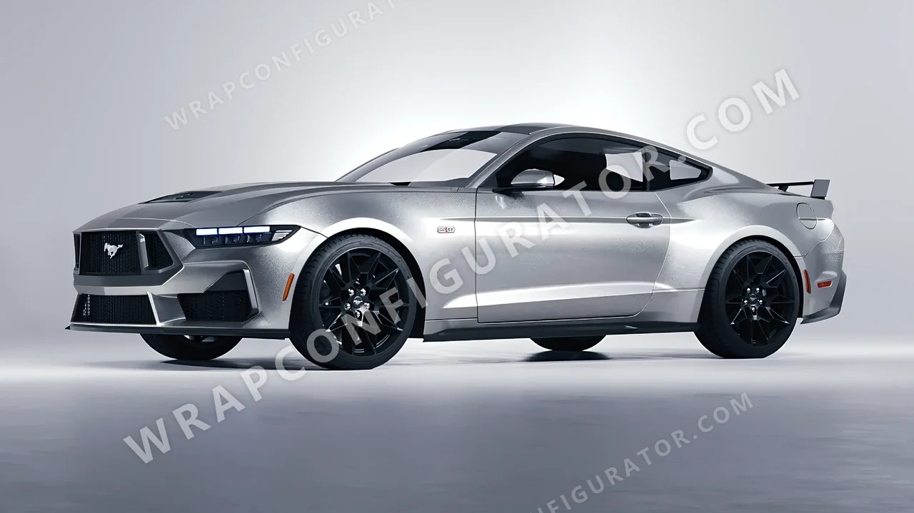 Grey Ford Mustang GT 2024 wrapped in Avery Dennison Silver SW900-803-M