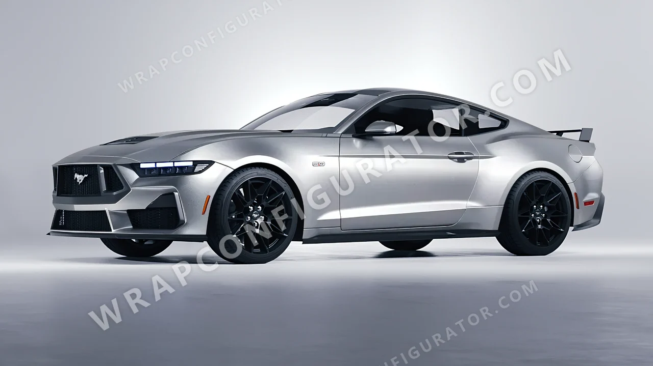 Grey Ford Mustang GT 2024 wrapped in Avery Dennison Silver SW900-857-M