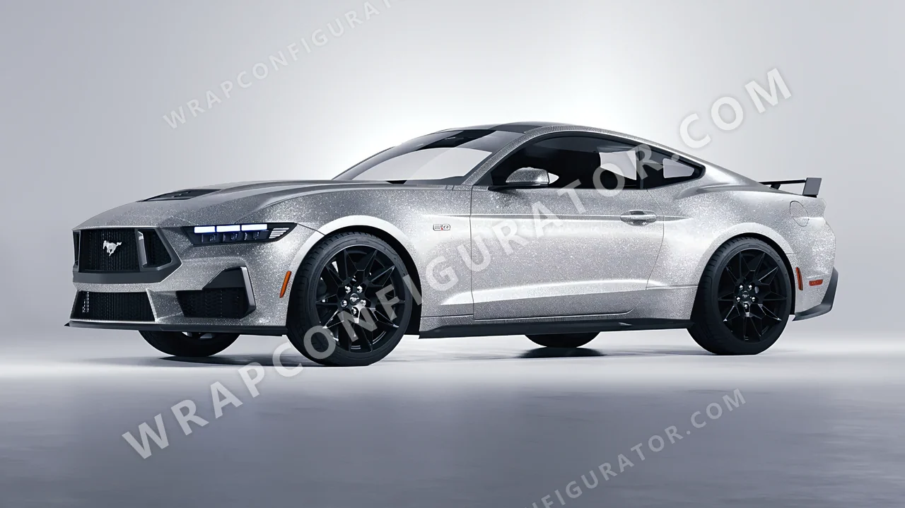 Grey Ford Mustang GT 2024 wrapped in Avery Dennison Silver SW900-878-D