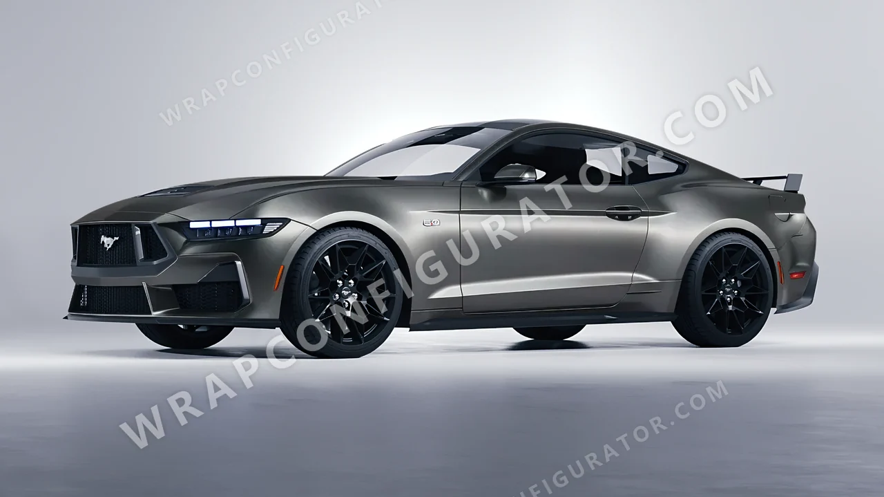 Grey Ford Mustang GT 2024 wrapped in Avery Dennison Spy Grey SW900-828-M