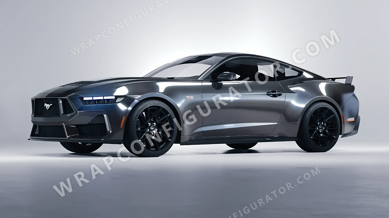 Grey Ford Mustang GT 2024 wrapped in Colourshield PPF by HyperPro Shark Gray HGF102-P