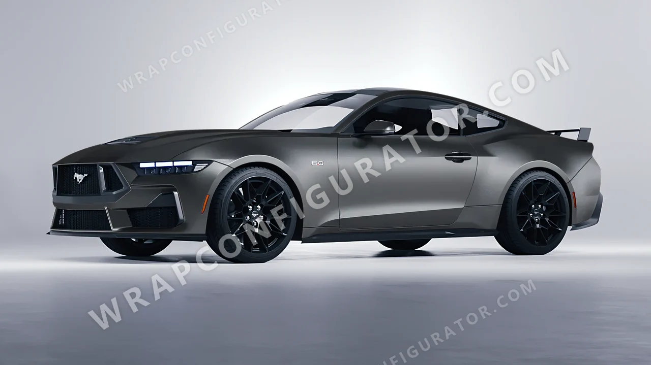 Grey Ford Mustang GT 2024 wrapped in Colourshield PPF by HyperPro Space Gray MF09-P