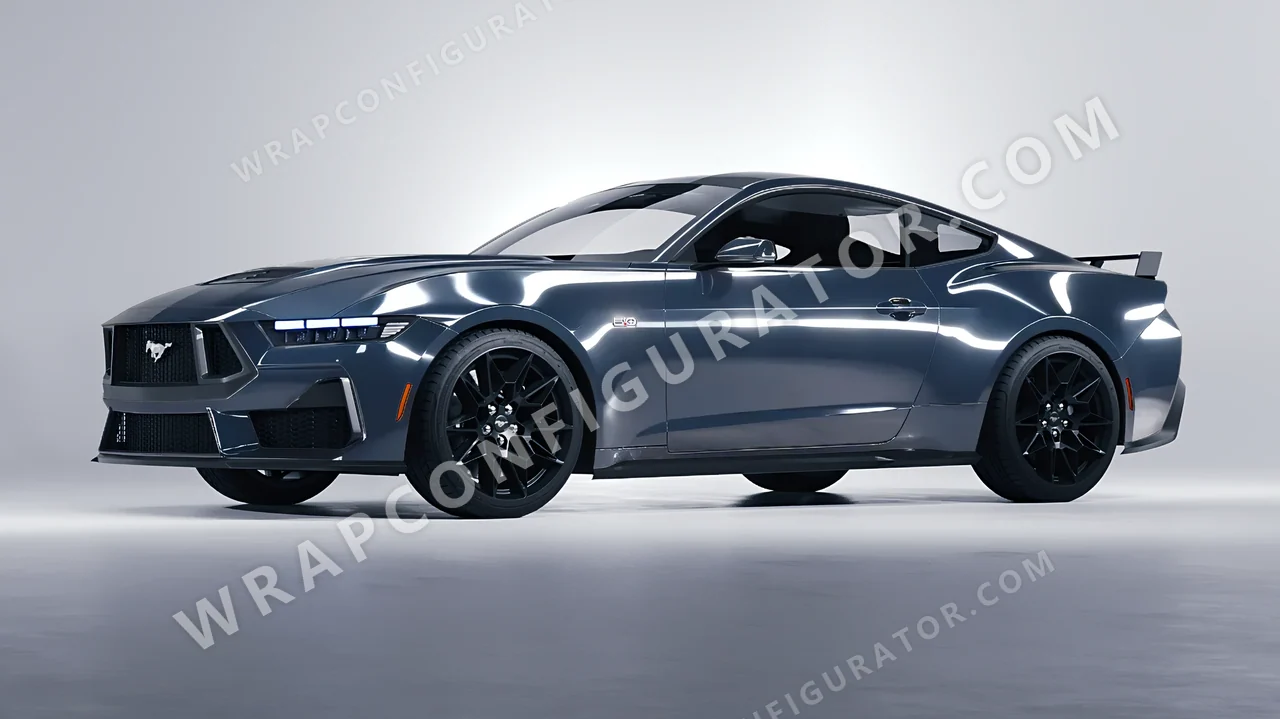 Grey Ford Mustang GT 2024 wrapped in Inozetek Dynamic PPF Blue Graphite Grey DPPF927