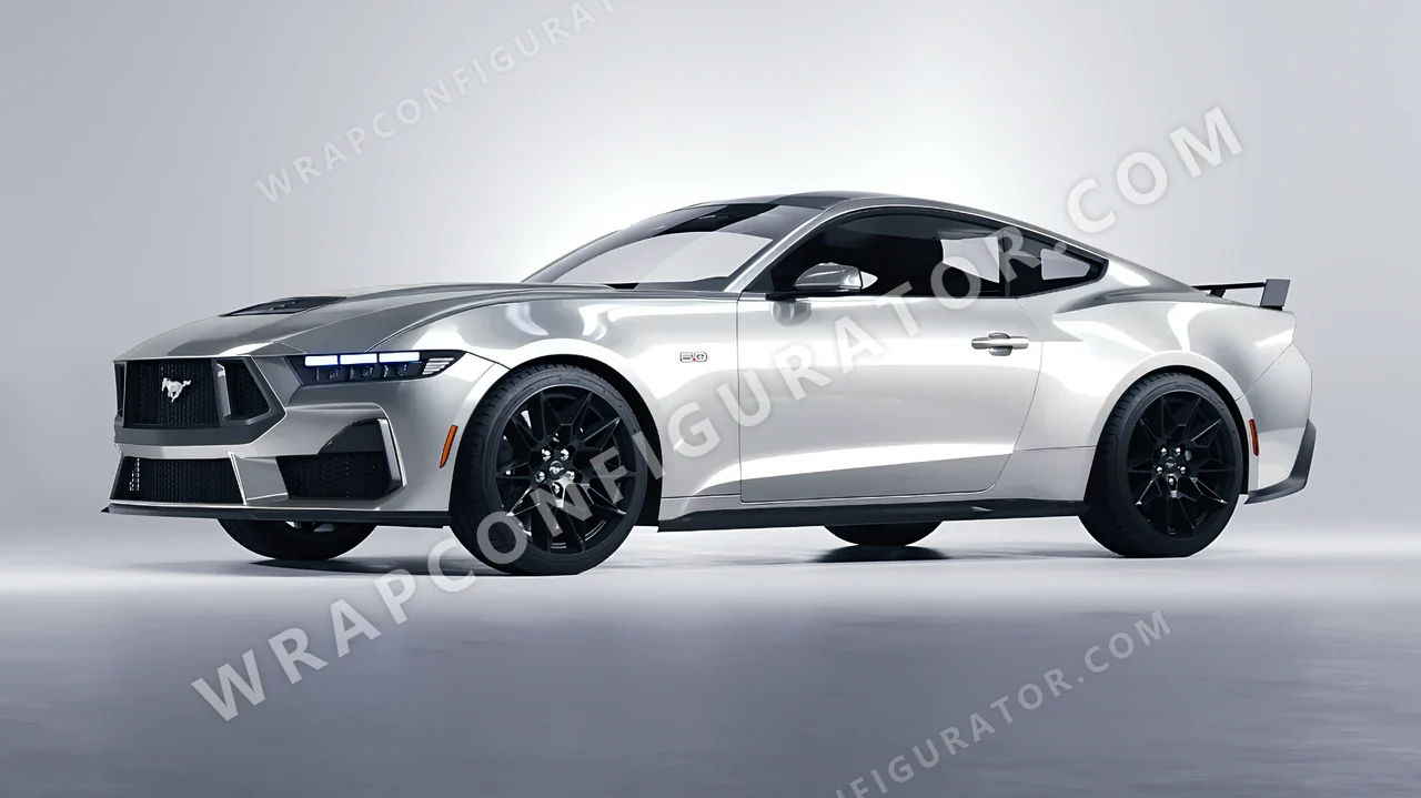 Grey Ford Mustang GT 2024 wrapped in Inozetek Dynamic PPF GT Silver DPPF709