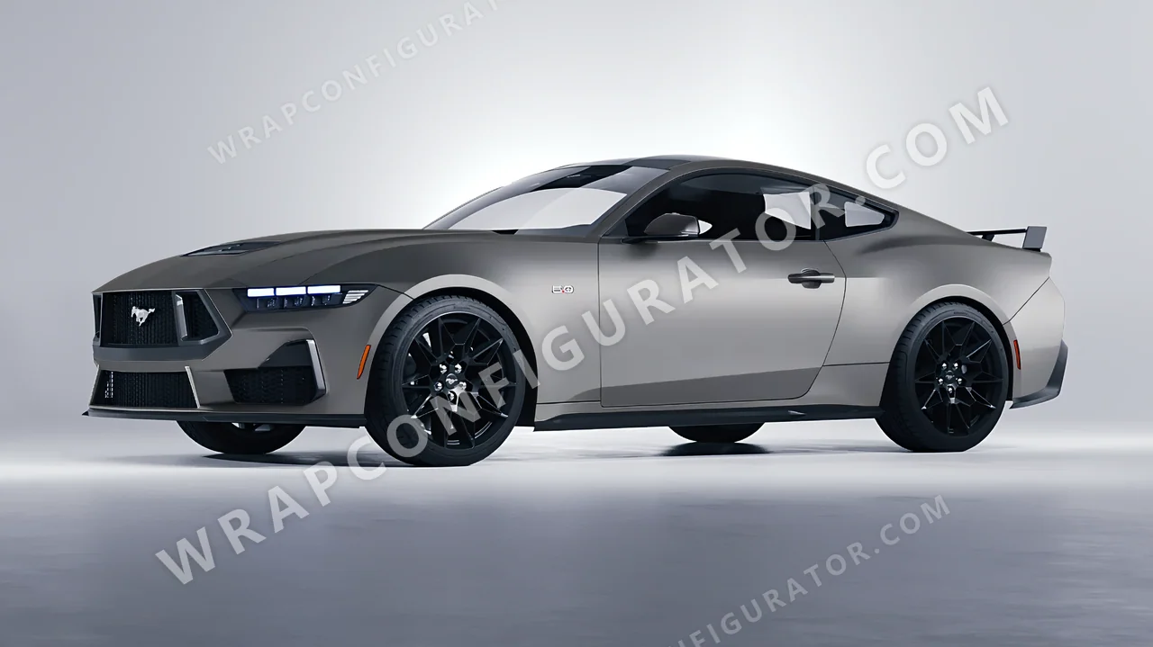 Grey Ford Mustang GT 2024 wrapped in Inozetek Dynamic PPF Shark Grey DPPF818