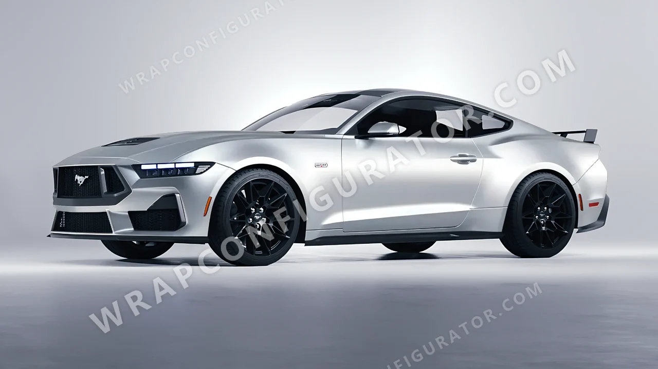 Grey Ford Mustang GT 2024 wrapped in Inozetek Dynamic PPF Silver DPPF803