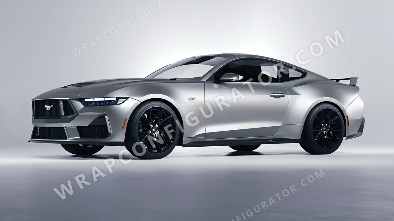 Grey Ford Mustang GT 2024 wrapped in Inozetek Dynamic PPF Silver DPPF808