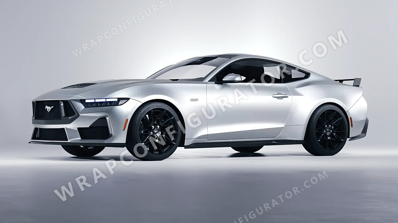 Grey Ford Mustang GT 2024 wrapped in Inozetek Dynamic PPF Star Silver DPPF805