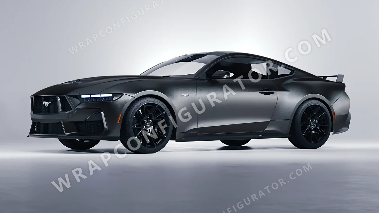 Grey Ford Mustang GT 2024 wrapped in KPMF Matt Anthracite K75320