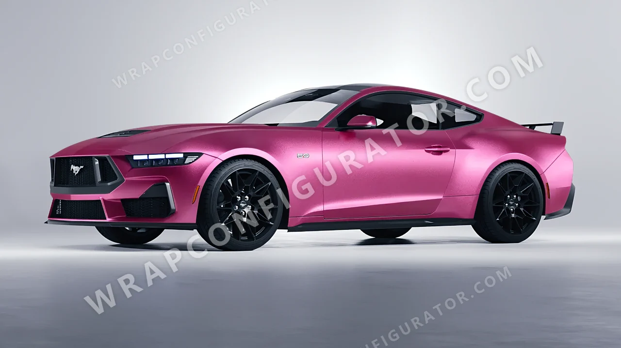 Grey Ford Mustang GT 2024 wrapped in KPMF Matt Iced Pink Titanium K75504