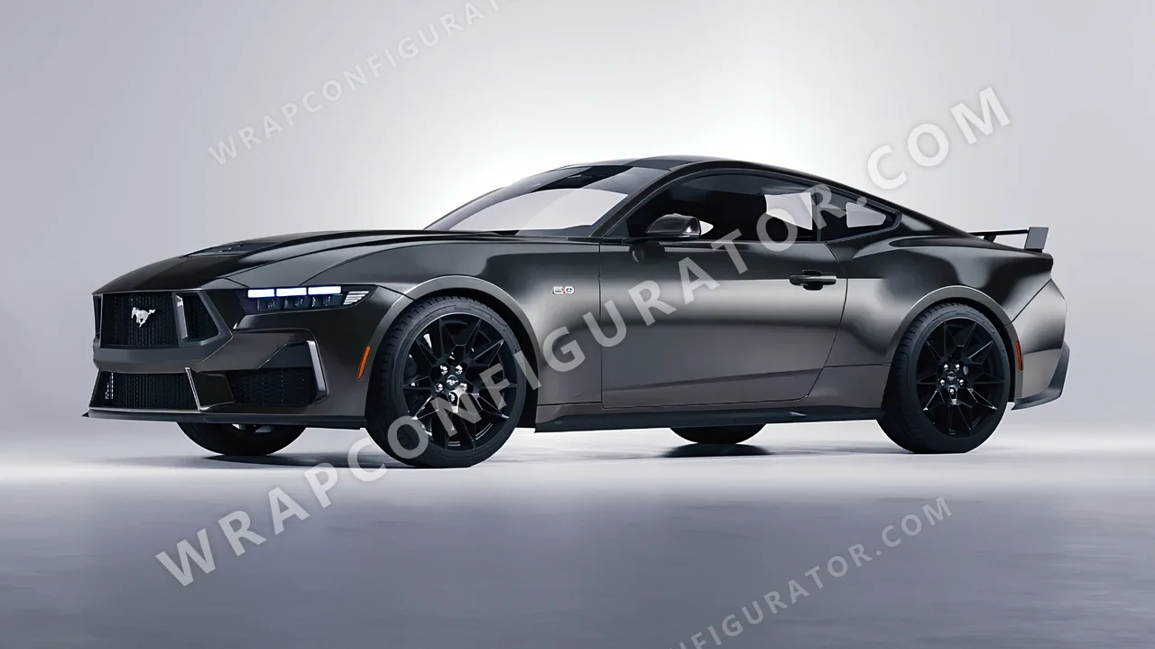 Grey Ford Mustang GT 2024 wrapped in ORACAL Anthracite 970RA-093G