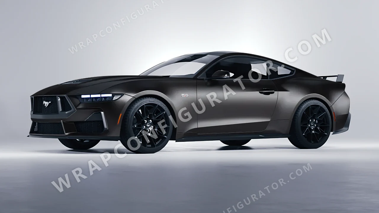 Grey Ford Mustang GT 2024 wrapped in ORACAL Anthracite 970RA-093M