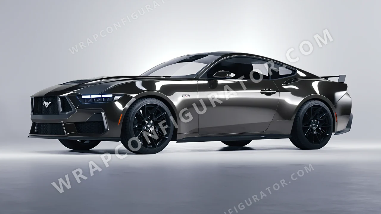 Grey Ford Mustang GT 2024 wrapped in ORACAL Dark Grey 970RA-073G