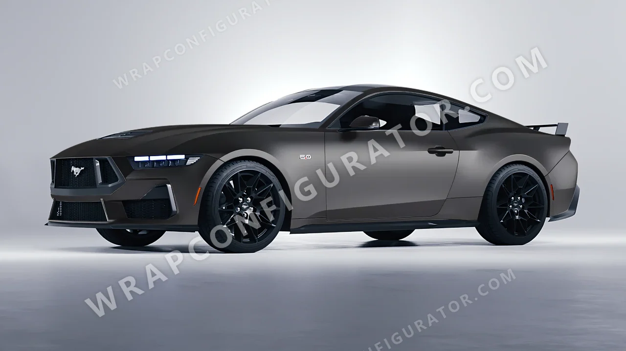 Grey Ford Mustang GT 2024 wrapped in ORACAL Dark Grey 970RA-073M
