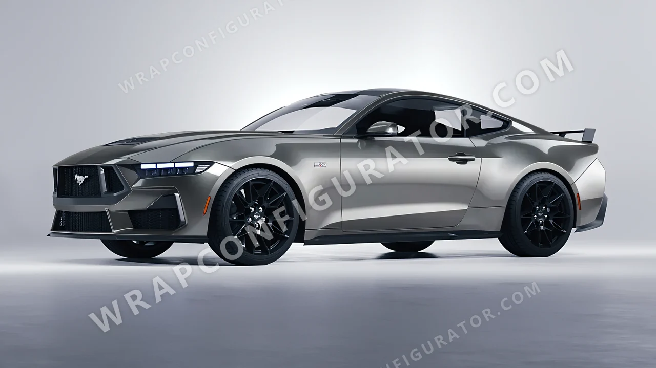 Grey Ford Mustang GT 2024 wrapped in ORACAL Tin 970RA-933G