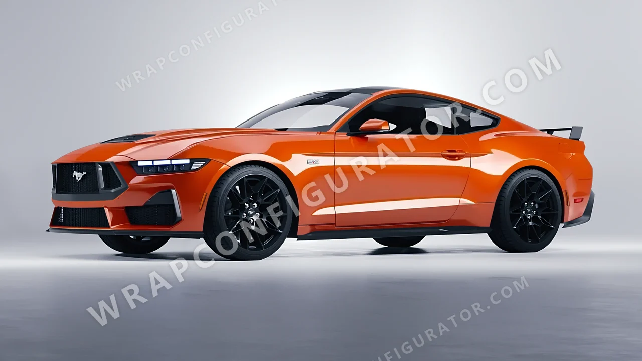 Orange Ford Mustang GT 2024 wrapped in Avery Dennison Orange SW900-373-O
