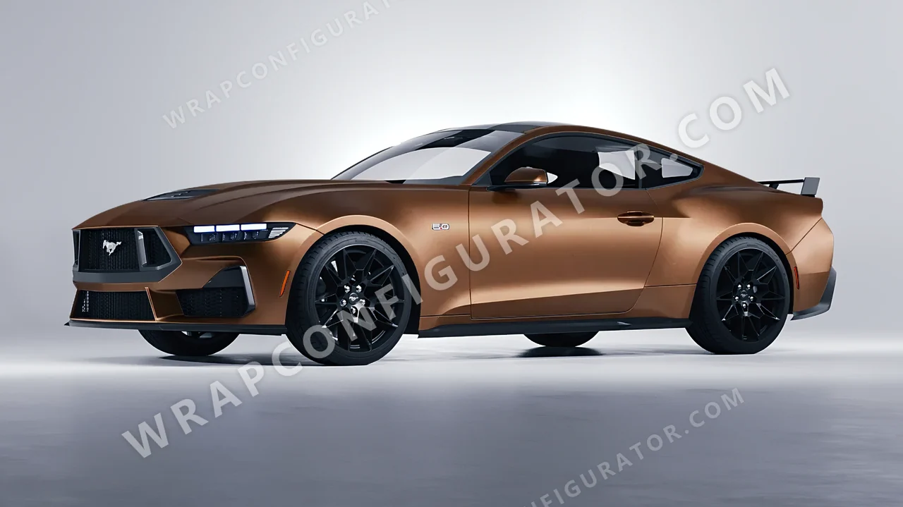 Orange Ford Mustang GT 2024 wrapped in KPMF Matt Anodised Bronze K75549